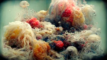 bubbled agitation fermenting brain-stew gurgling