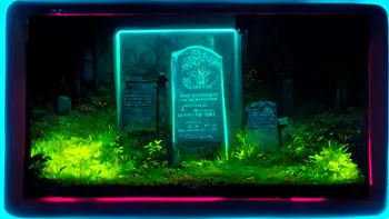 neon headstone grave with neon