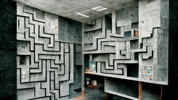 office complex interior mazes and mazes of gray