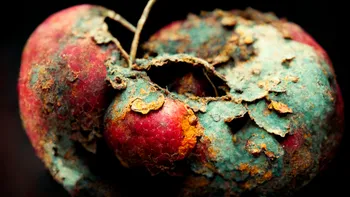 water engorged on rust purloined insides of an apple