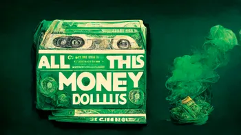 All this money is curled green dollar