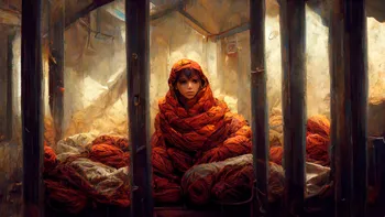 grunting/first human lemming all wrapped up in her prison